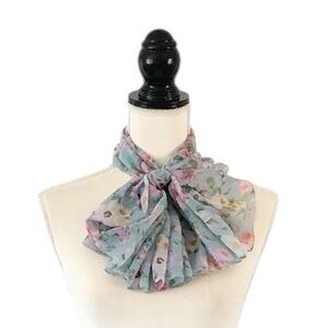 $15 or 2/$20 Vintage Pastel Blue Sheer Floral Oblong Scarf